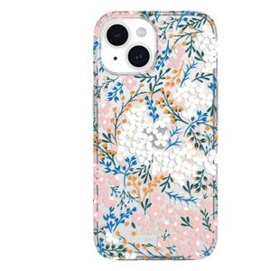 kate spade Rose & Green Floral with Gems 14 IPhone Protective Case with MagSafe